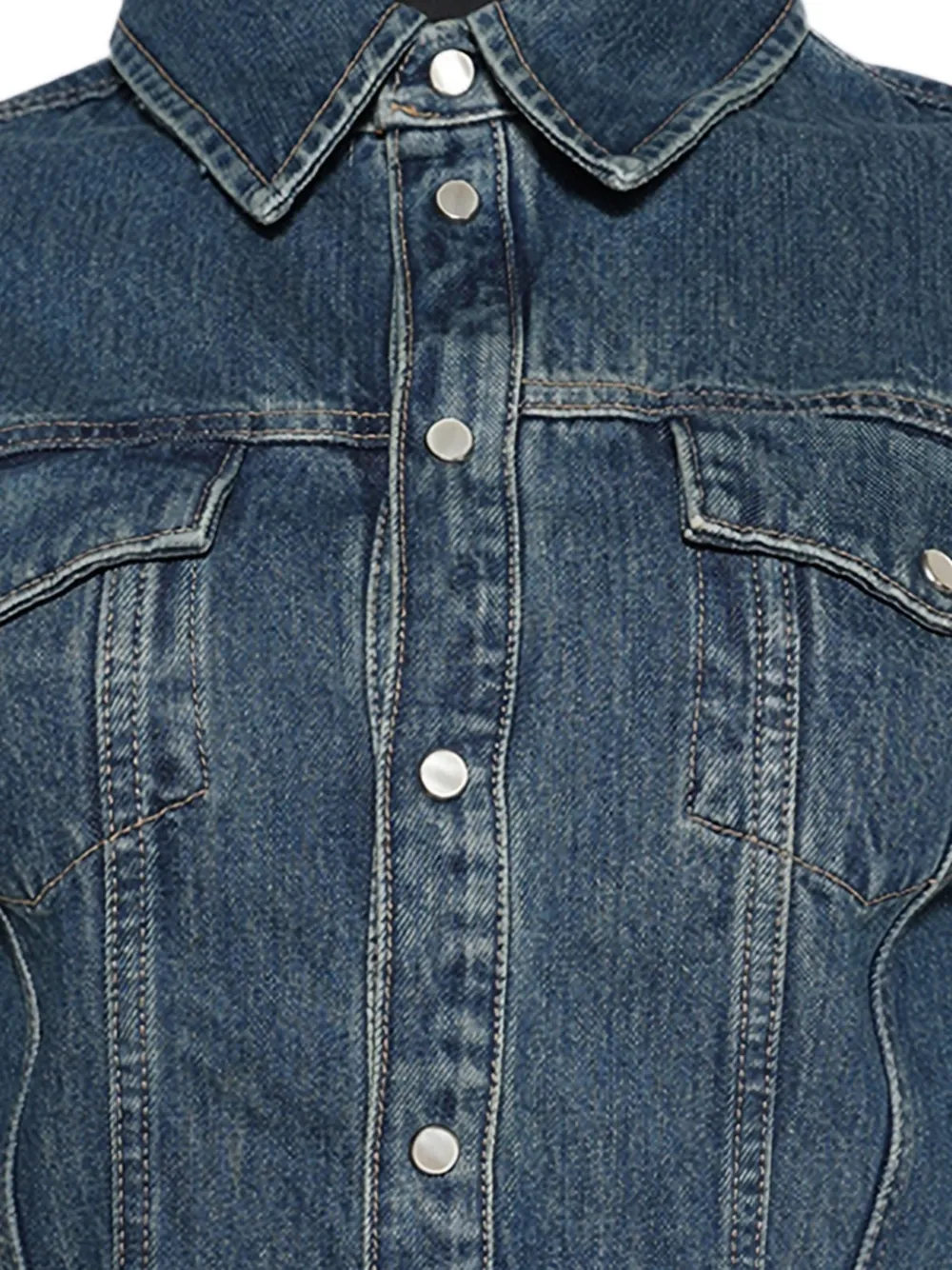  Wardrobe.nyc Buttoned Cropped Jacket - Blue 