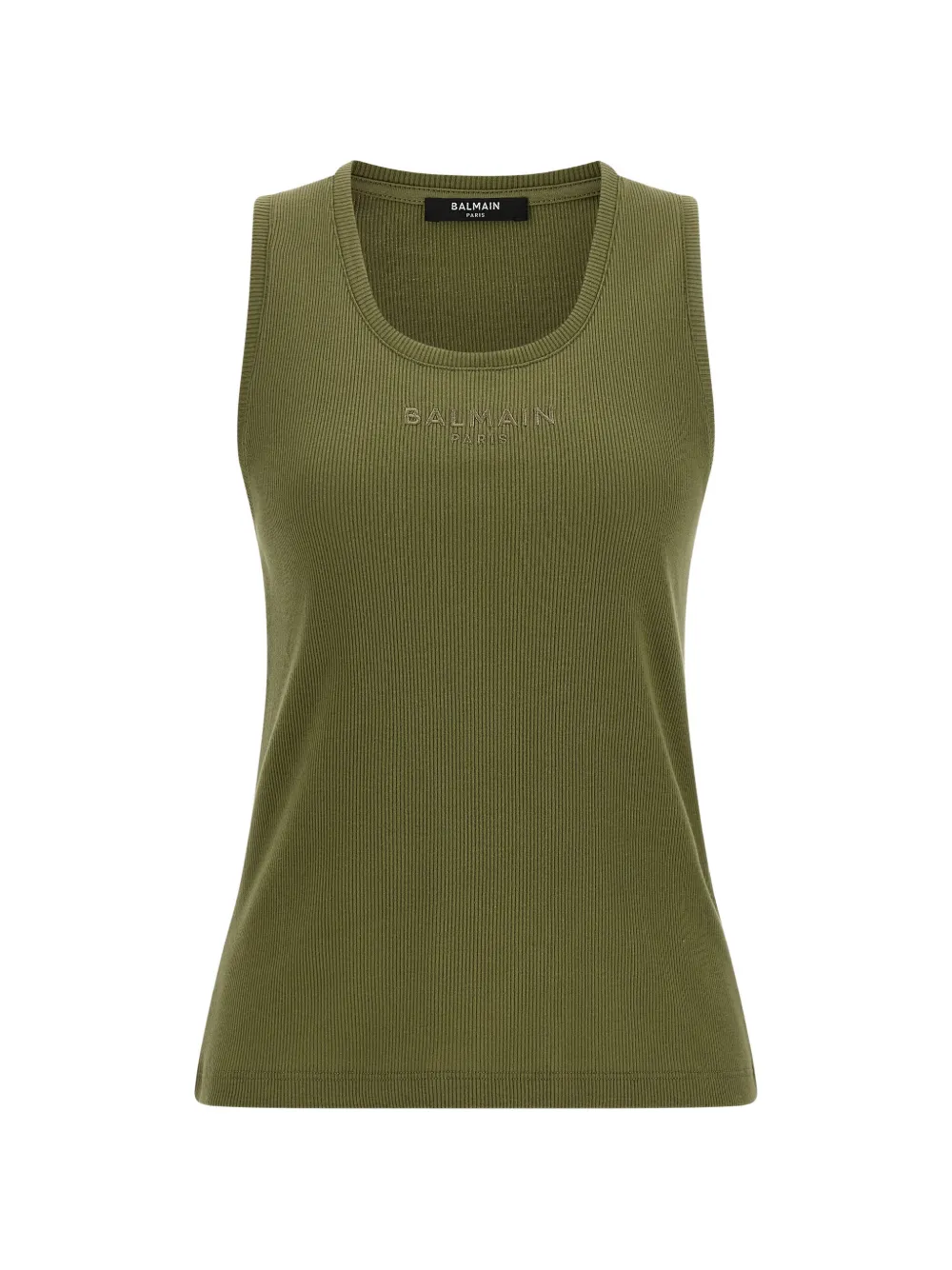 Balmain ribbed logo-embroidery tank top - Verde