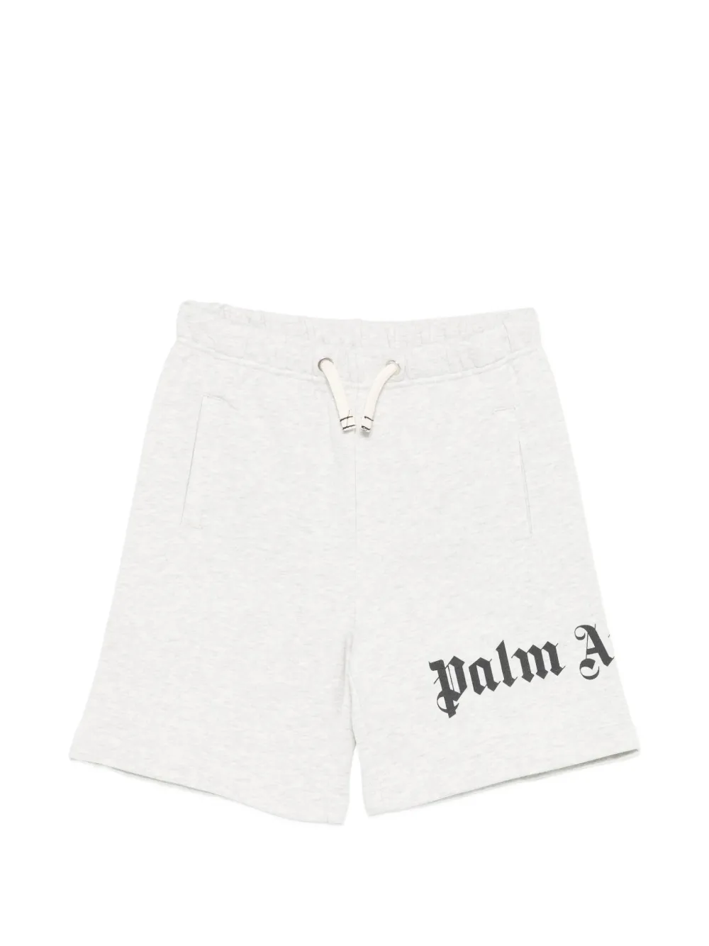 Palm Angels Kids logo-print drawstring shorts - Grigio