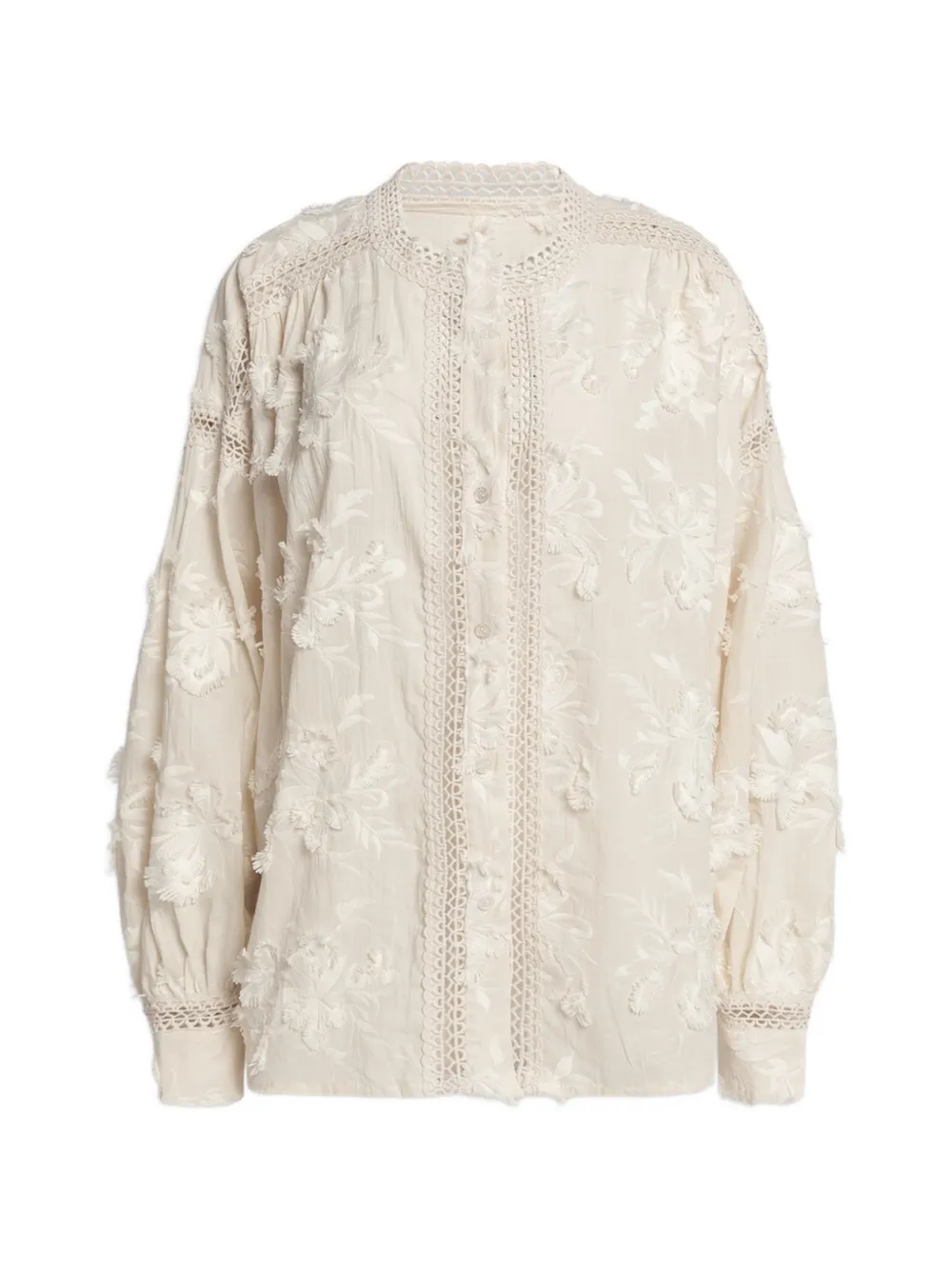 Weili Zheng floral-embroidered blouse - Bianco