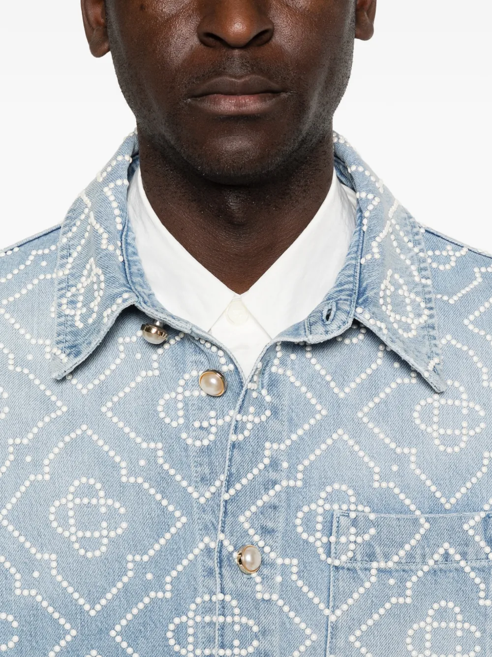 Casablanca Denim overhemd verfraaid met parels Blauw