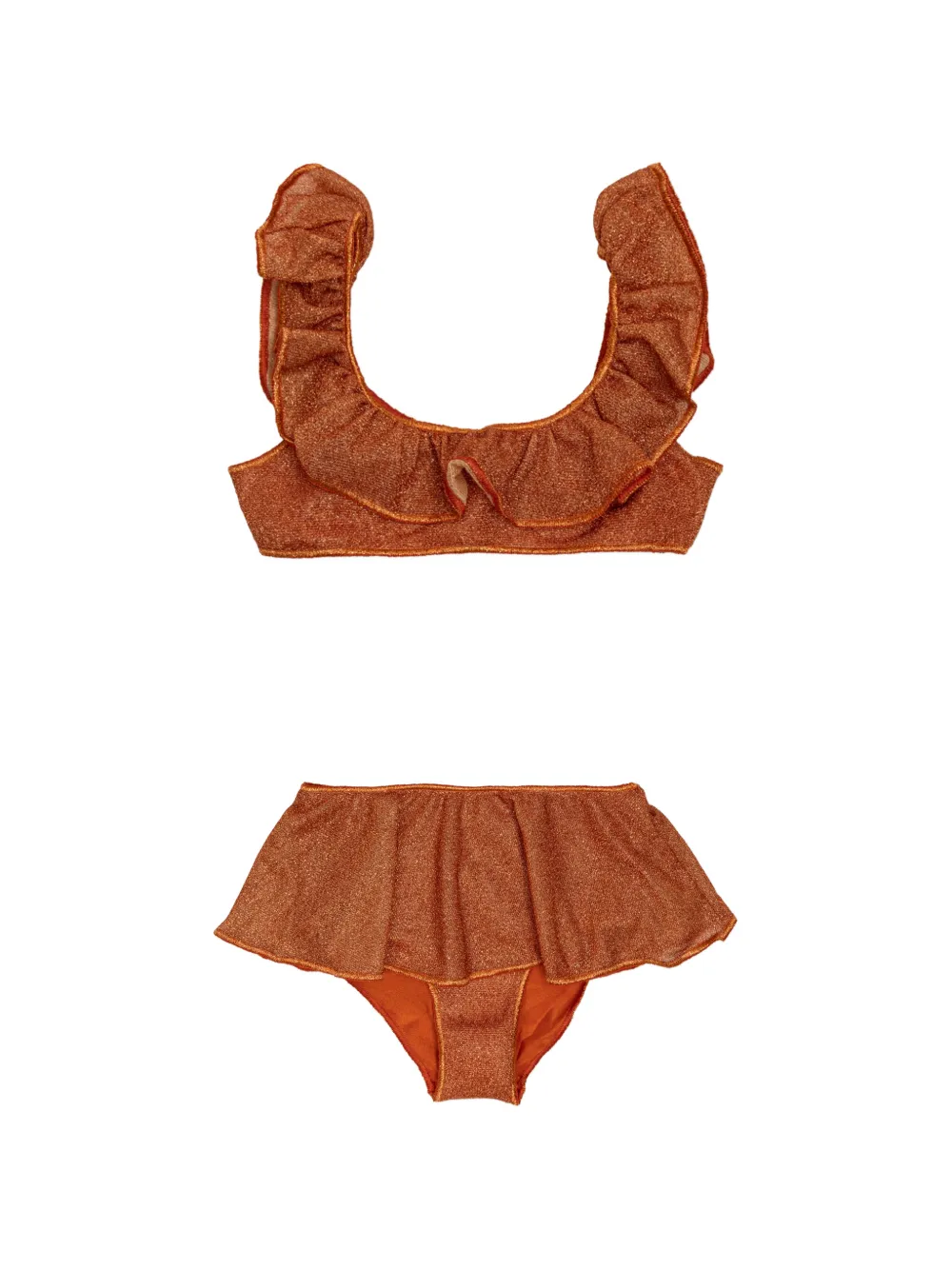Oseree Kids ruffled bikini - Marrone