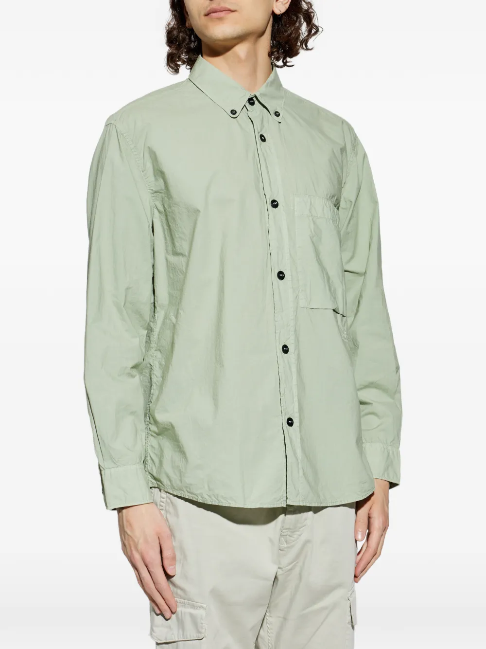 Stone Island 1100002 Tela 'paracadute' shirt van biologisch katoen Groen