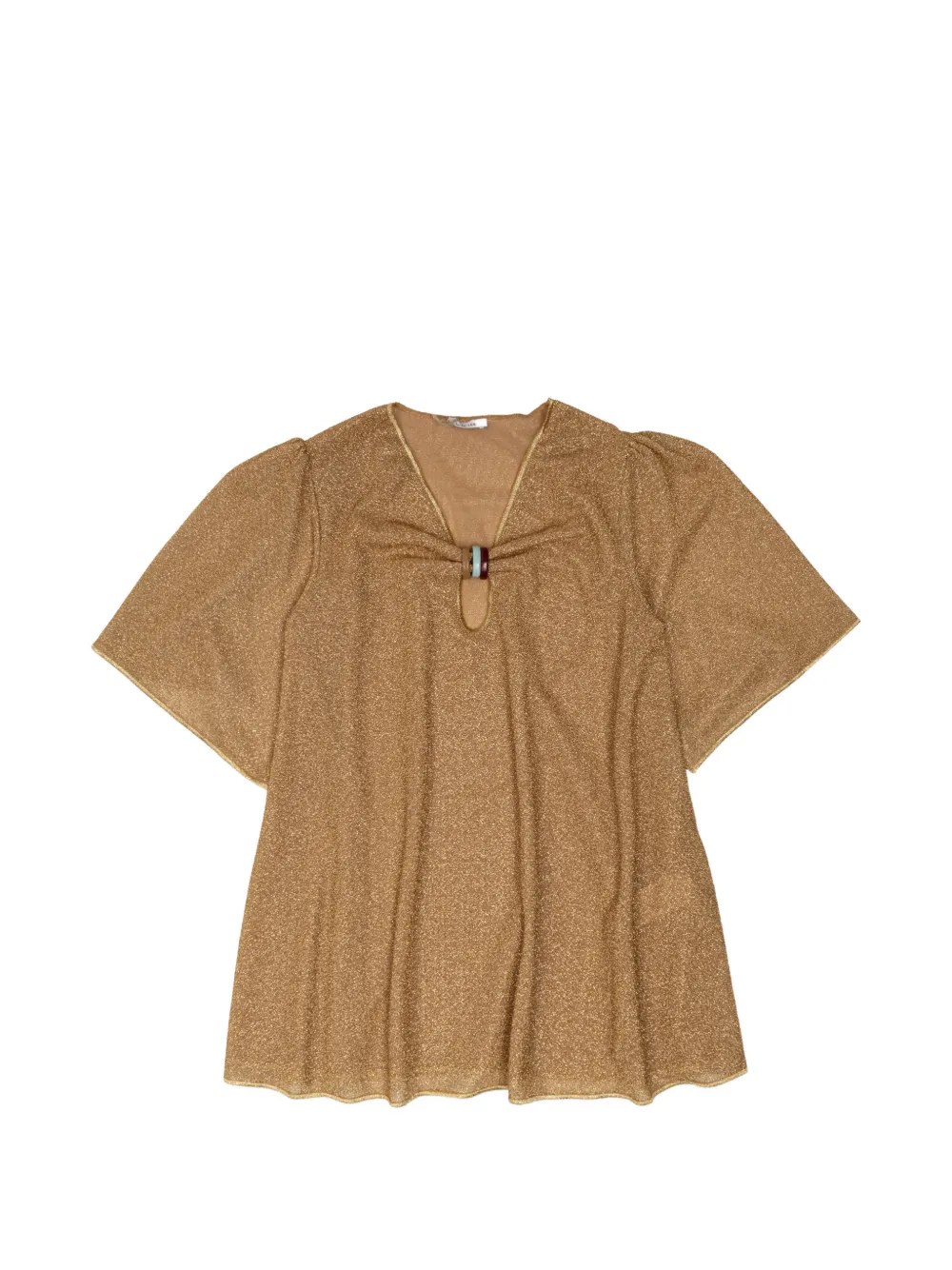Oseree Kids short-sleeve ring-detail dress - Gold