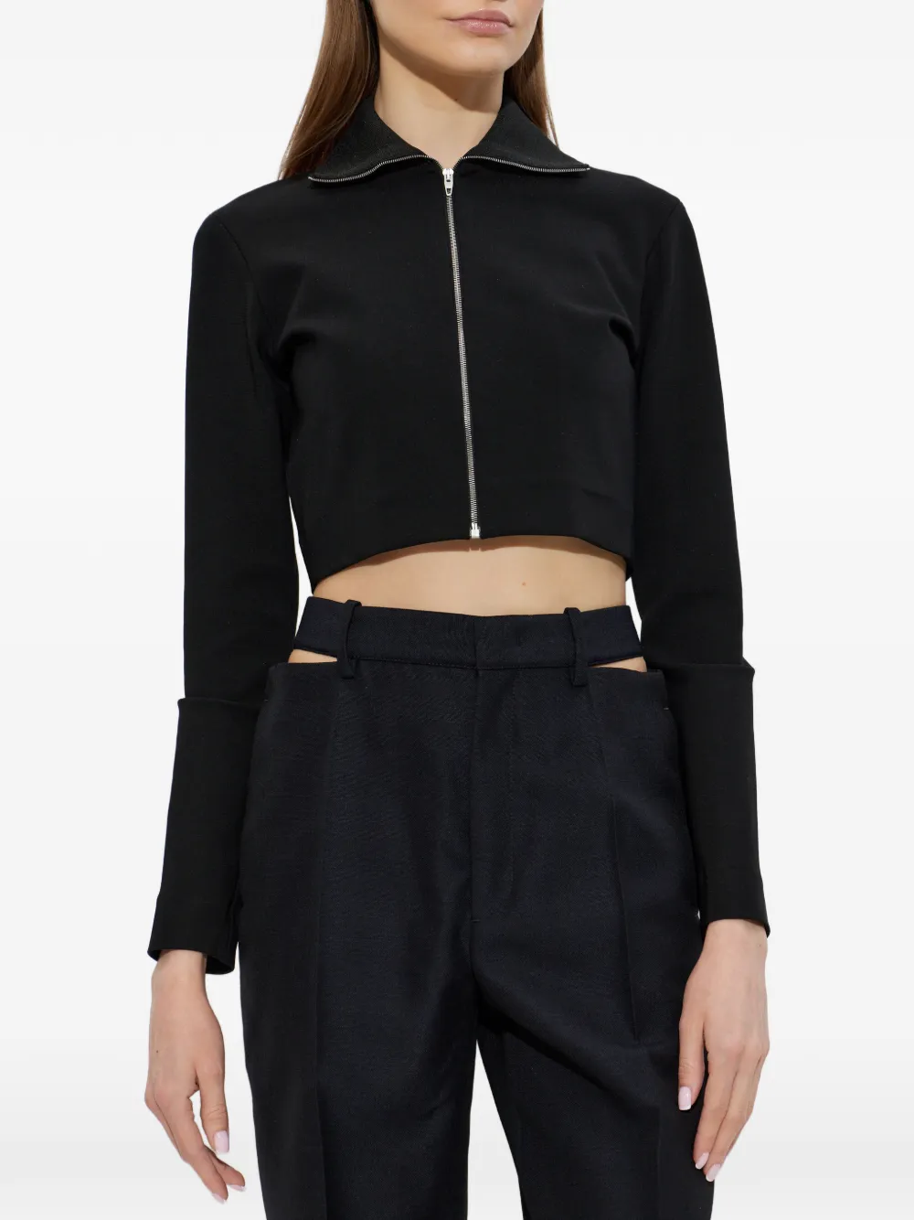  Jil Sander Zip-up Cropped Jacket - Black 