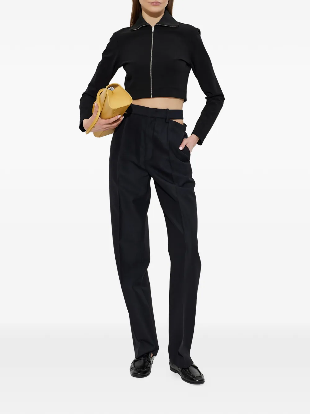  Jil Sander Zip-up Cropped Jacket - Black 