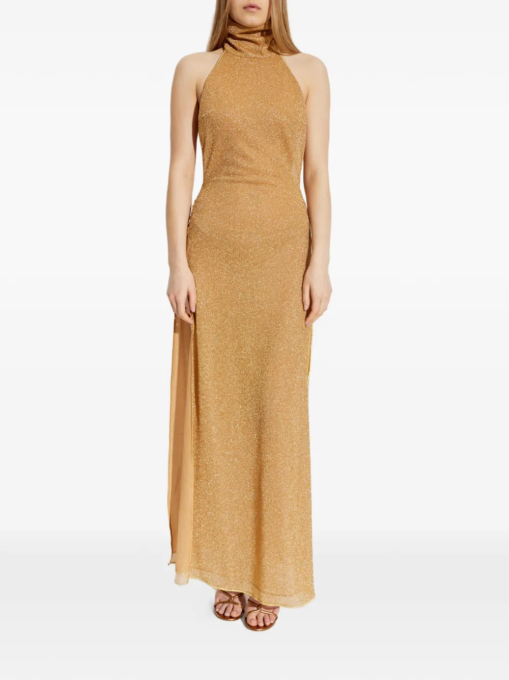 Oséree Maxi-jurk met col en ring-detail Goud