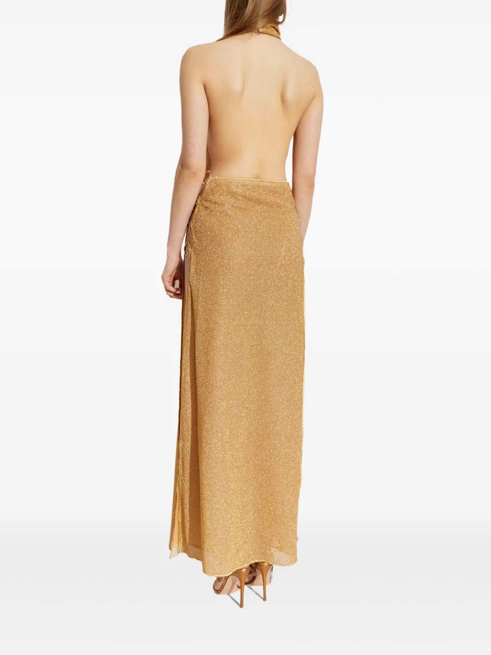 Oséree Maxi-jurk met col en ring-detail Goud