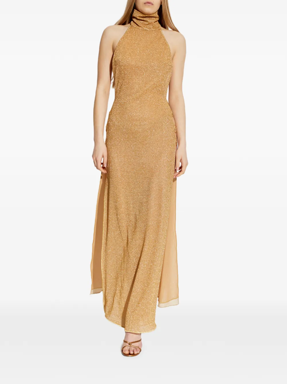 Oséree Maxi-jurk met col en ring-detail Goud