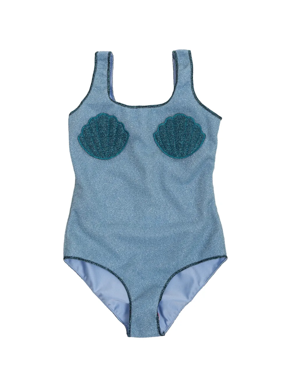 Oseree Kids scallop-appliqué swimsuit - Blau
