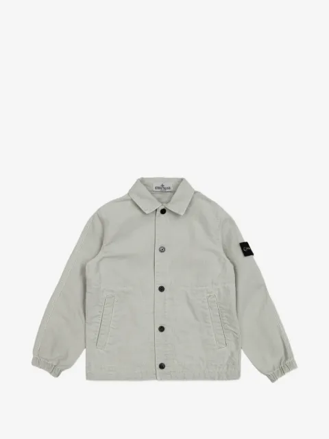 Stone Island Junior chamarra con parche del logo y botones
