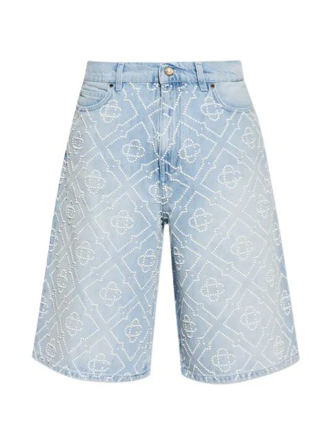 Casablanca monogram-beaded denim shorts