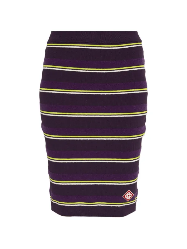 Casablanca Striped Logo Mini Skirt in Purple