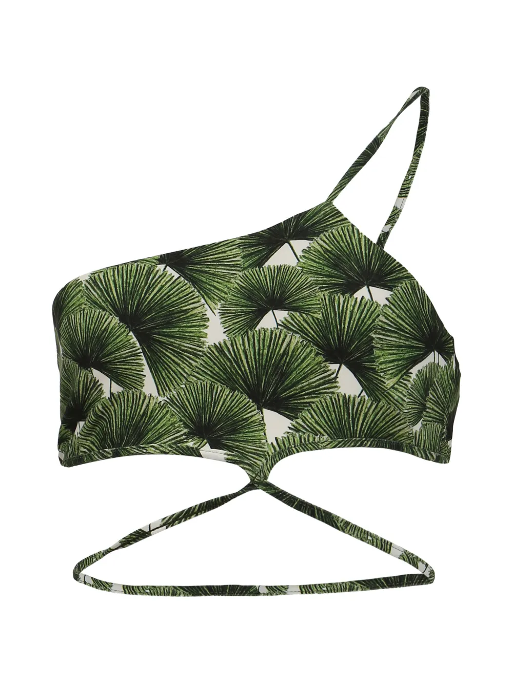 Agua By Agua Bendita one-shoulder leaf-print bikini top - Verde