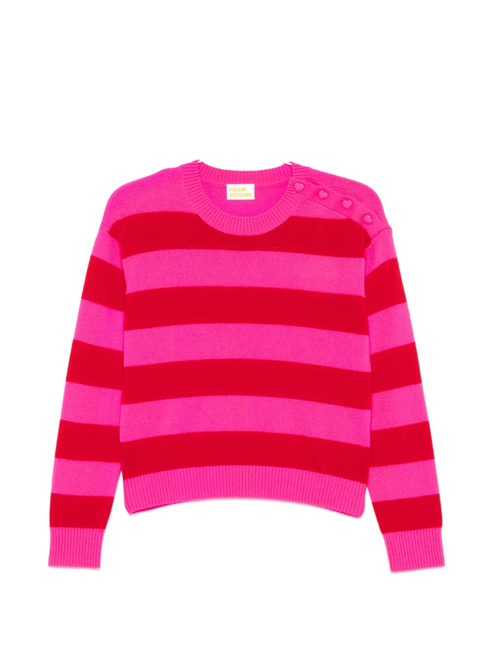 FROM FUTURE horizontal-stripe button-detail sweater - Rosa