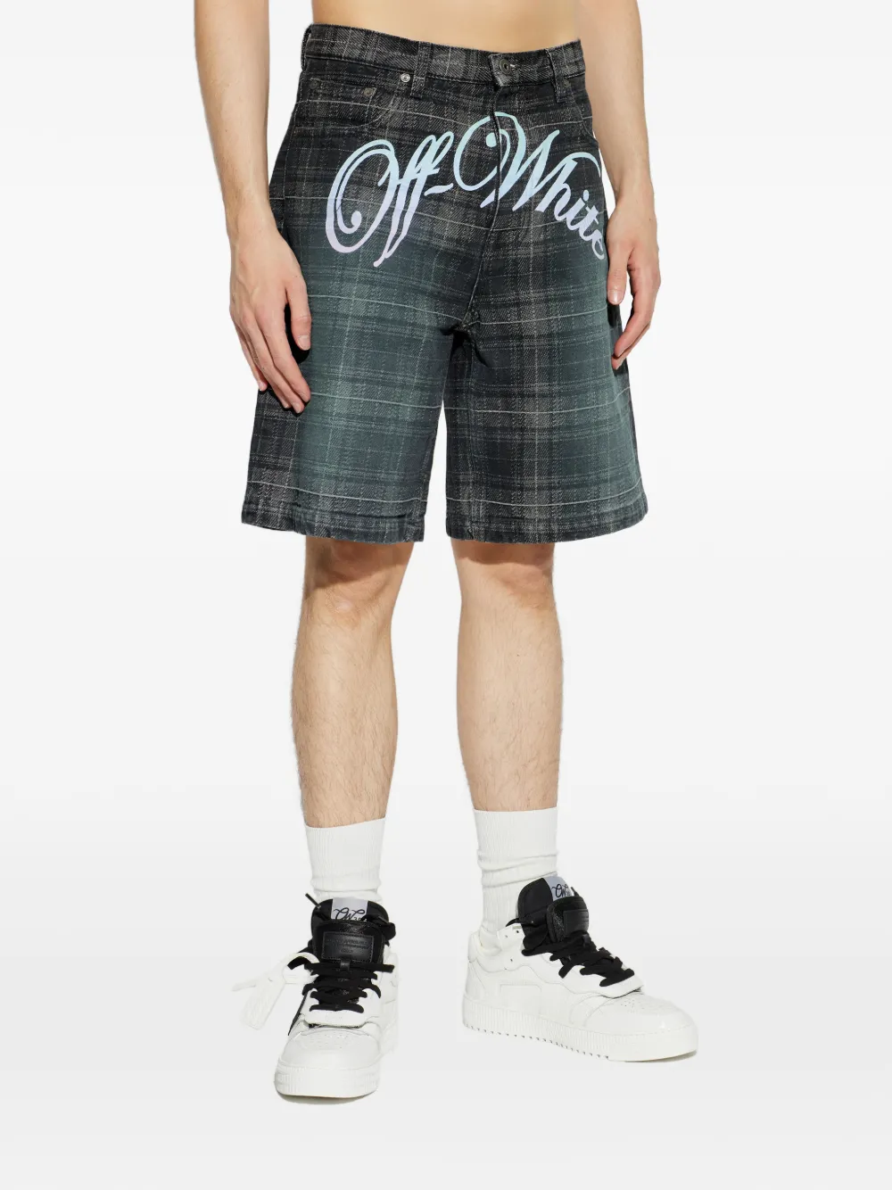  Off-white Plaid Shorts - Black 