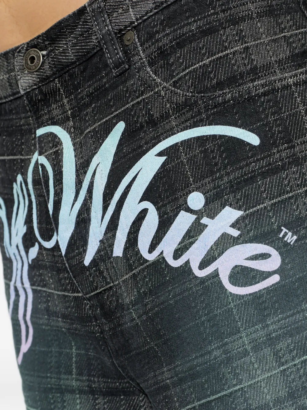 Off-White Geruite shorts Zwart