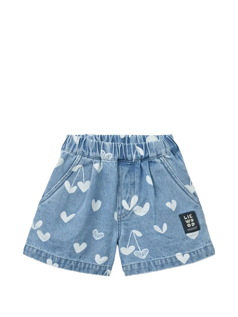 Liewood Borrisa heart-print elasticated denim shorts - Blau