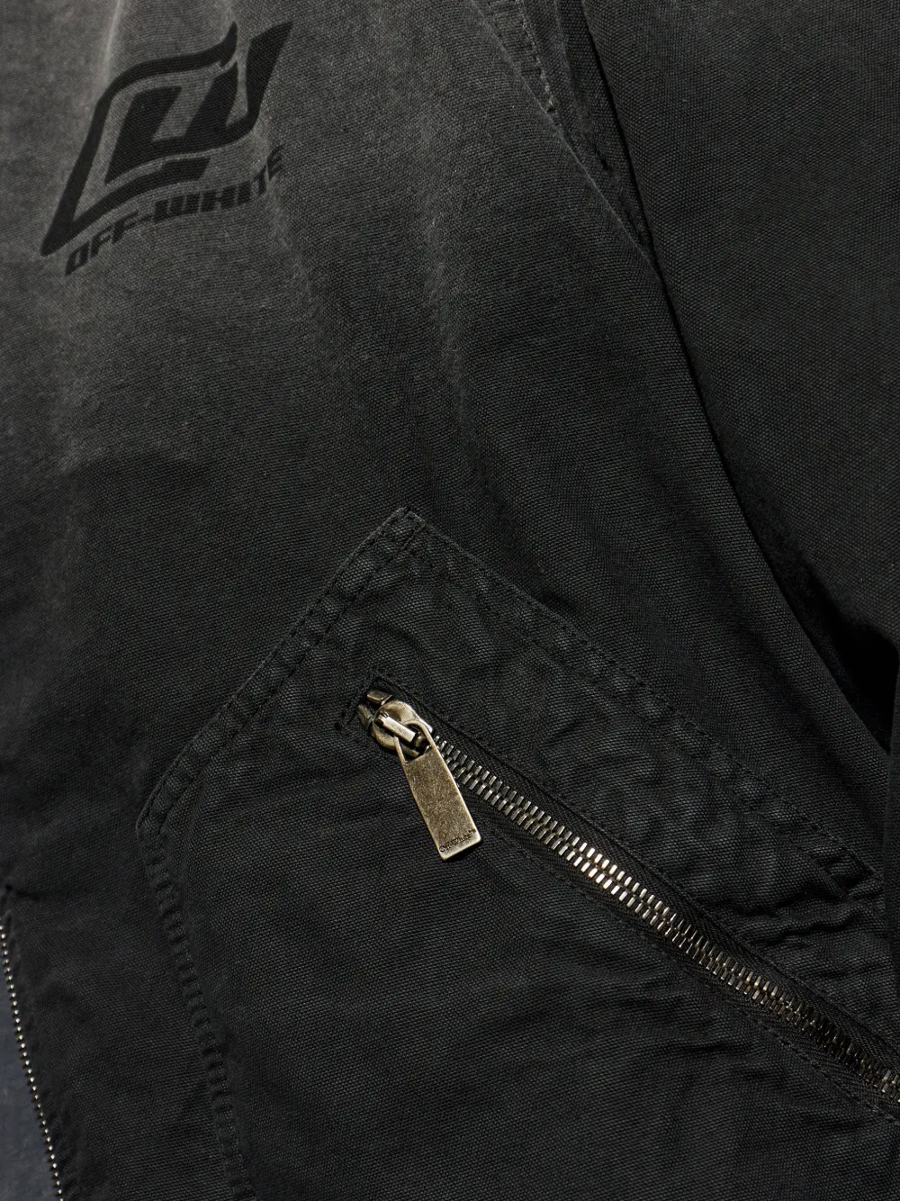 Off-White Bomberjack met rits en vervaagd effect Zwart