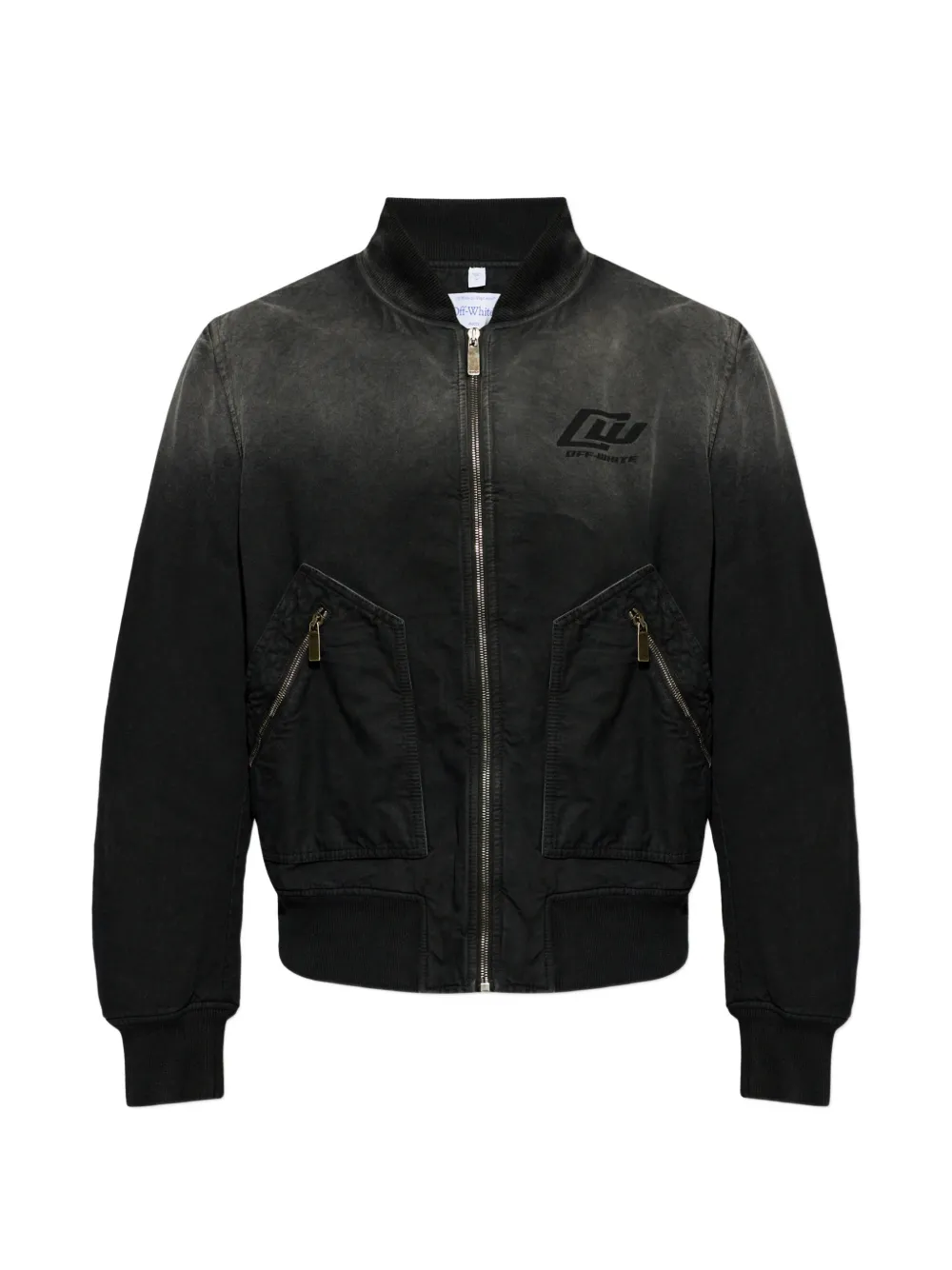 Off-White zip-up faded bomber jacket - Schwarz