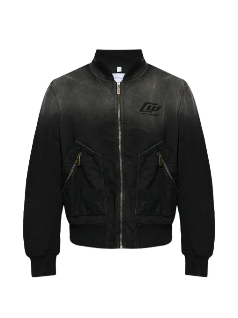 Off-White zip-up faded bomber jacket