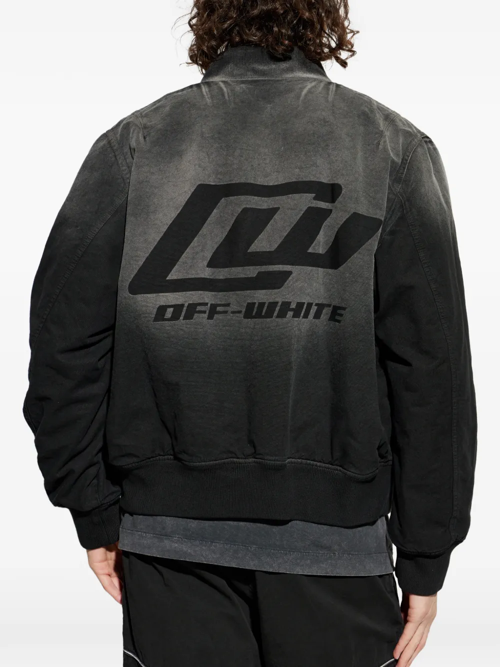 Off-White Bomberjack met rits en vervaagd effect Zwart