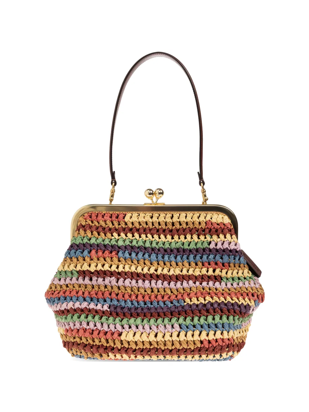 Coach 27 Kisslock Frame Striped Tote Bag In Multi