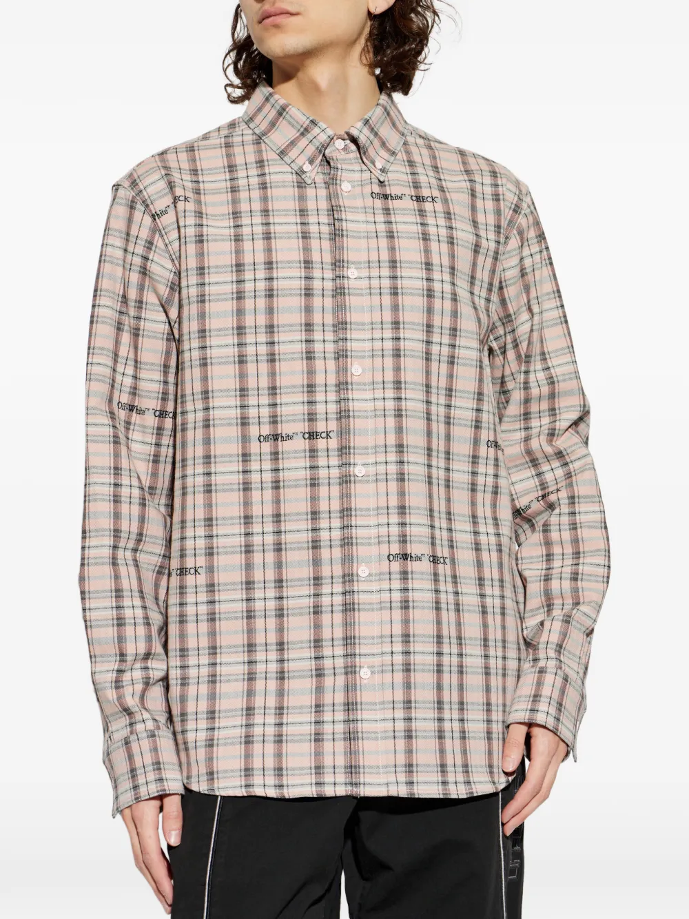  Off-white Camicia Marker Con Ricamo Logo - Rosa 