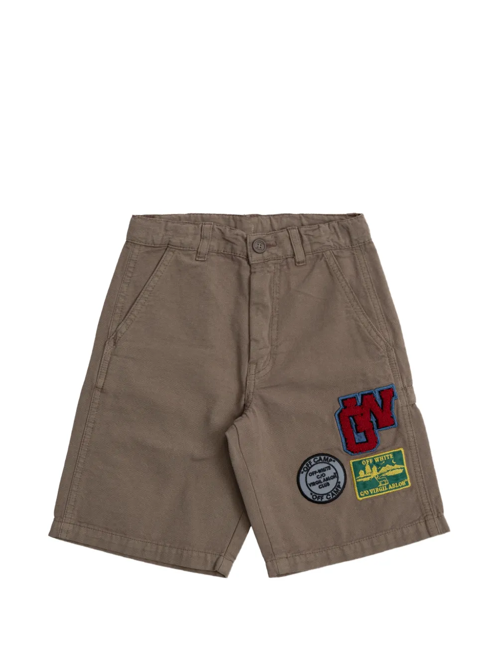 Off-White Kids patch-appliqué shorts - Marrone
