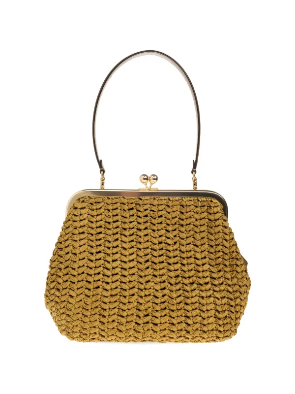 Coach 27 Kisslock Frame Interwoven Tote Bag | Brown | FARFETCH JO