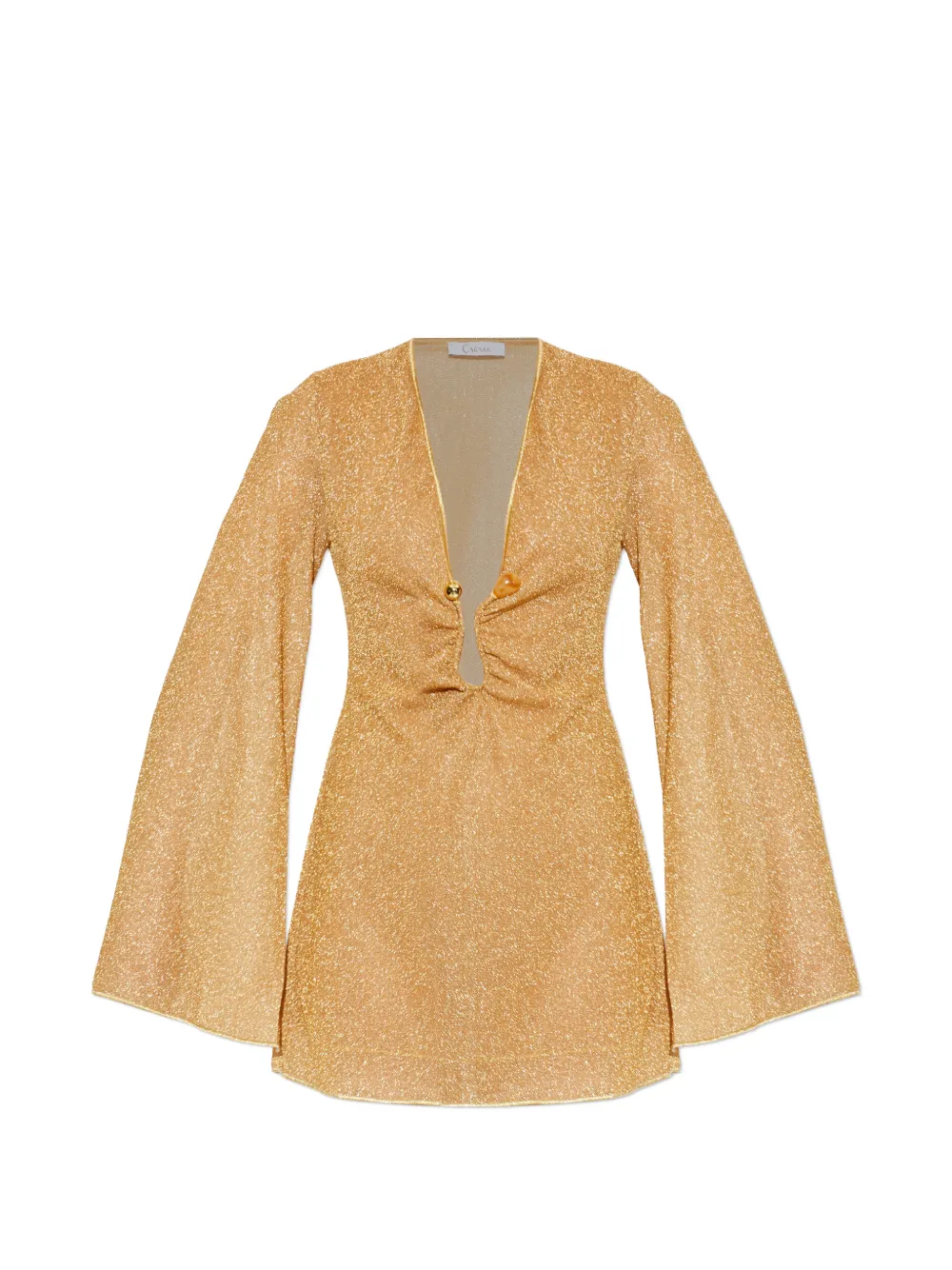 Oséree long-sleeve plunging mini dress - Oro
