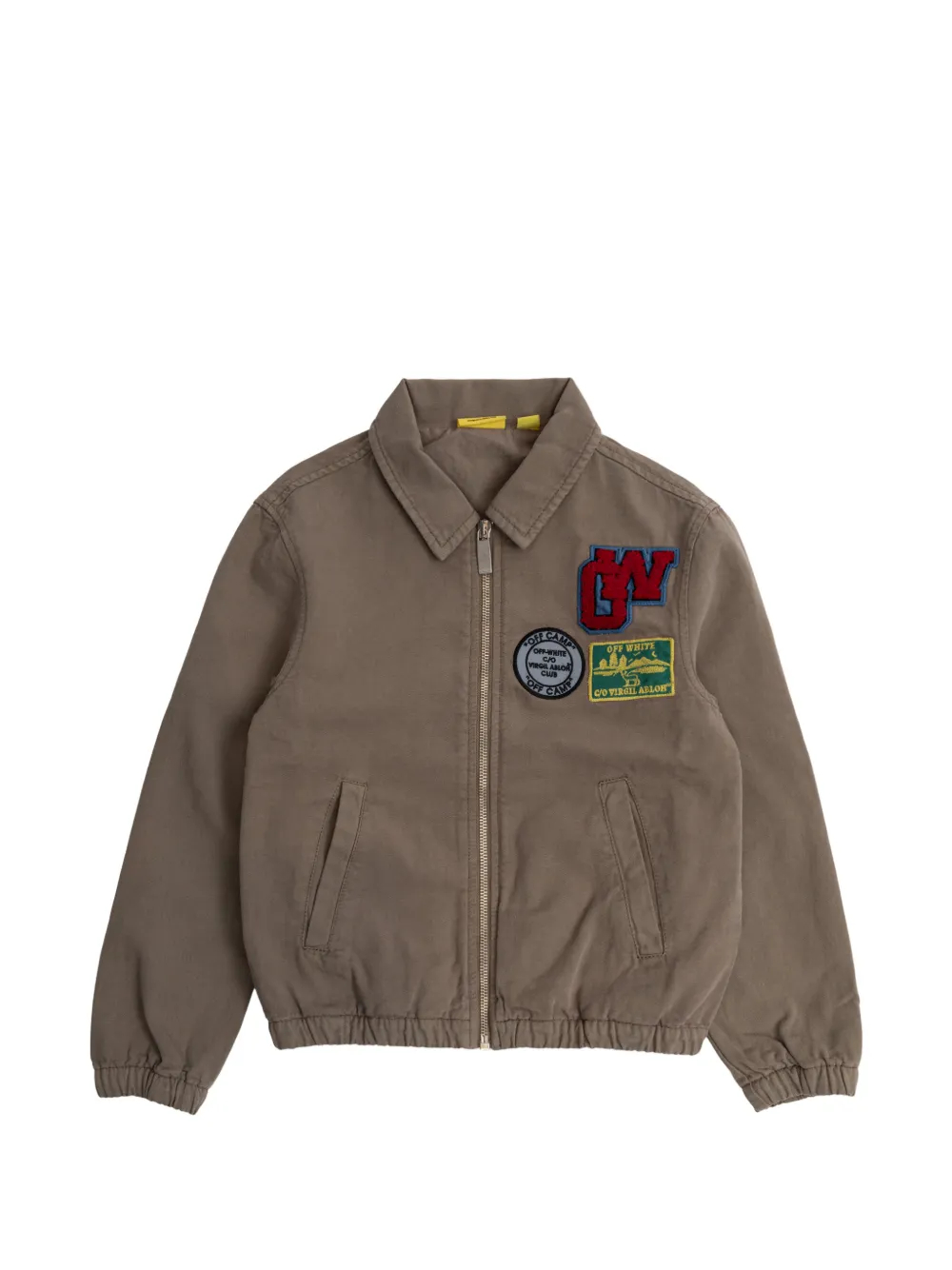 Off-White Kids logo-appliqué zip-up bomber jacket - Toni neutri