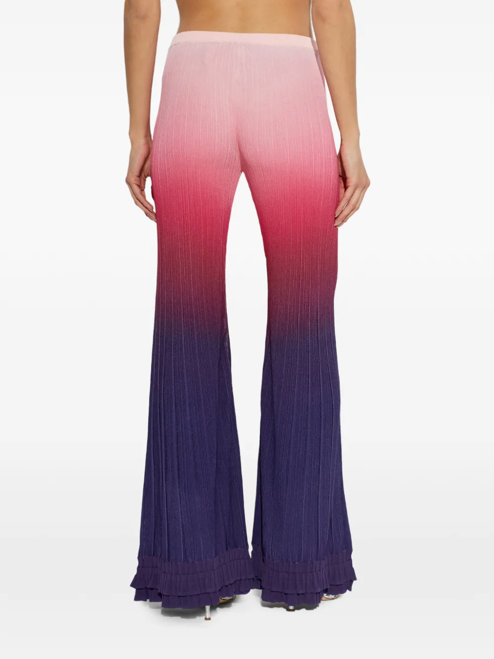 Casablanca Gradient Ruffle Trousers in Pink, view 4