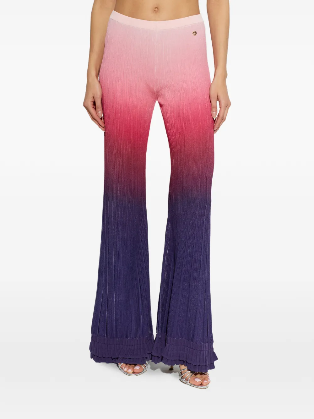 Casablanca Gradient Ruffle Trousers in Pink, view 3