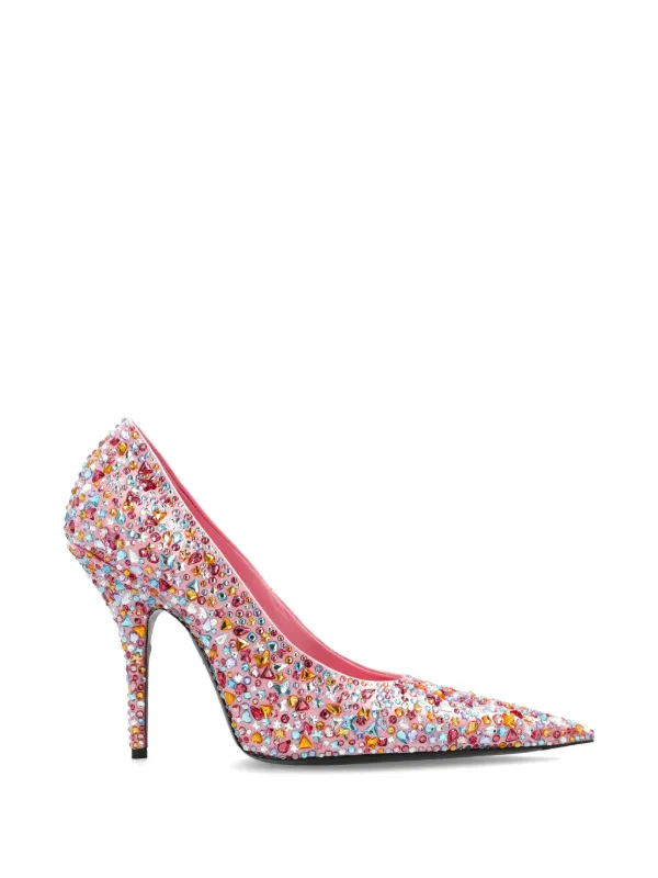 Balenciaga Gem-embellished Pointed-toe Pumps in Pink