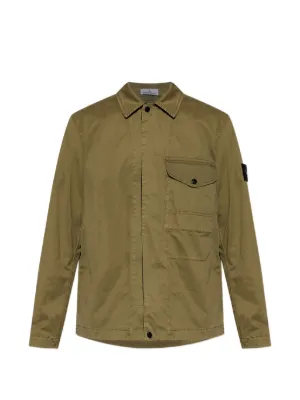 Stone Island patch-pocket zip-front Shirt | Grey | FARFETCH