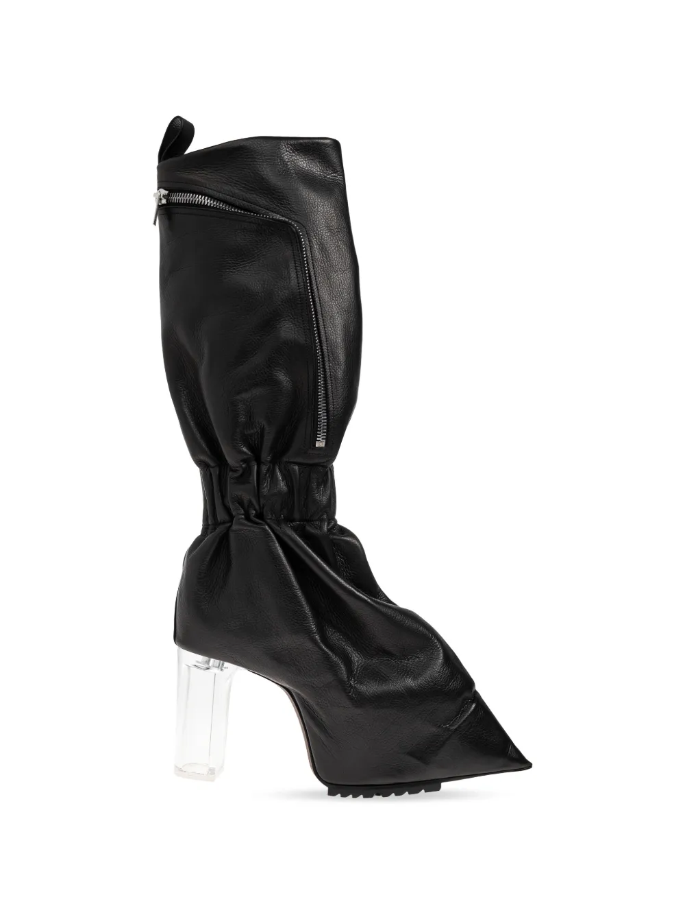Rick Owens Taquito zipper gathered leather boots Zwart