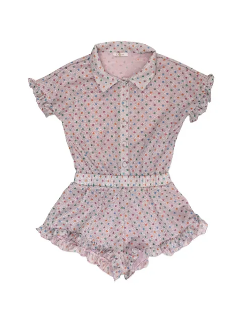 Oseree Kids printed ruffled playsuit
