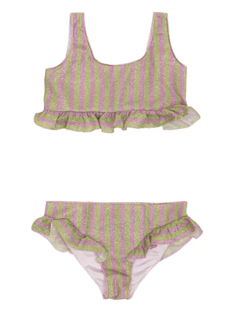 Oseree Kids striped ruffled bikini 