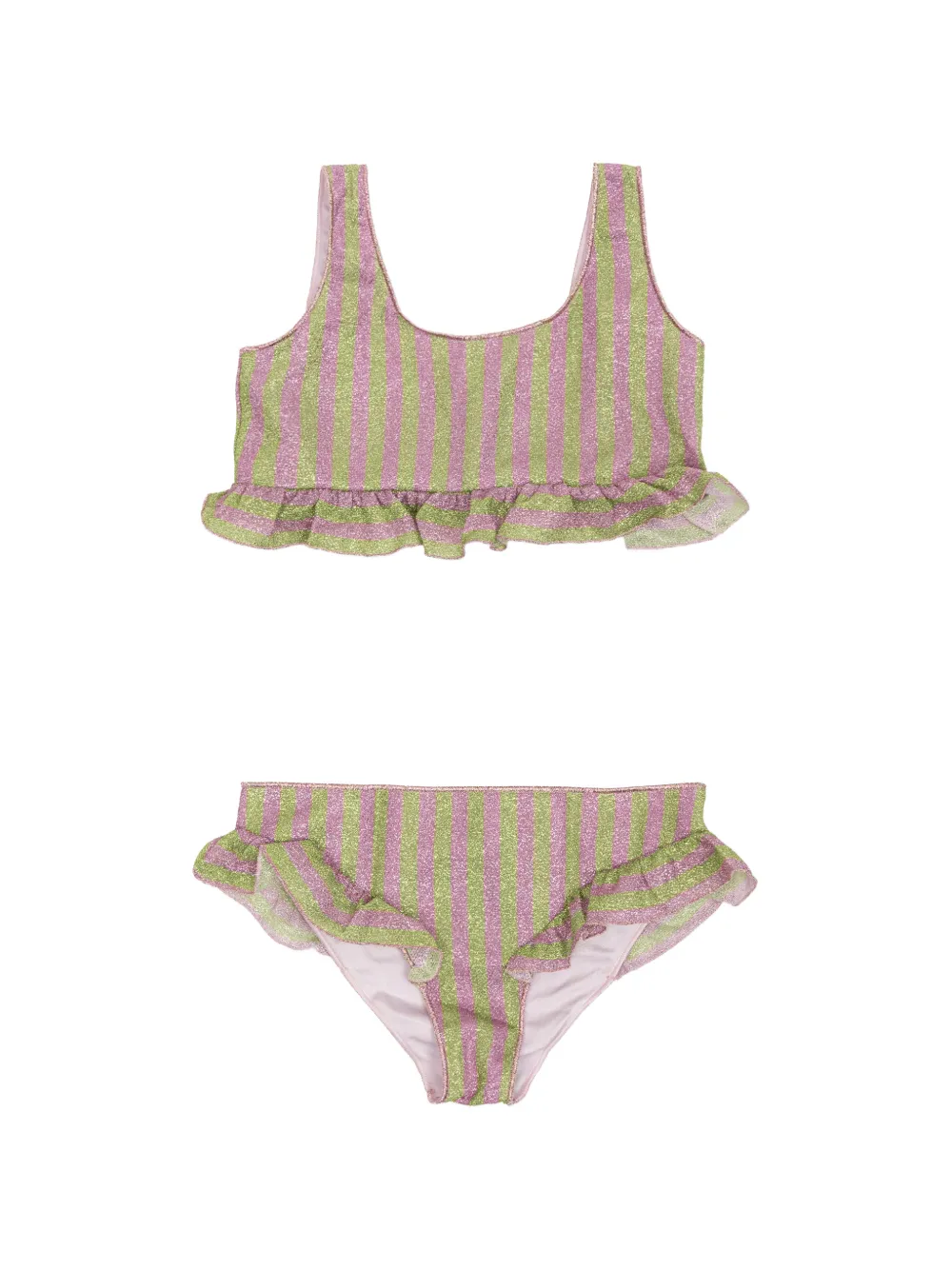 Oseree Kids striped ruffled bikini - Rosa
