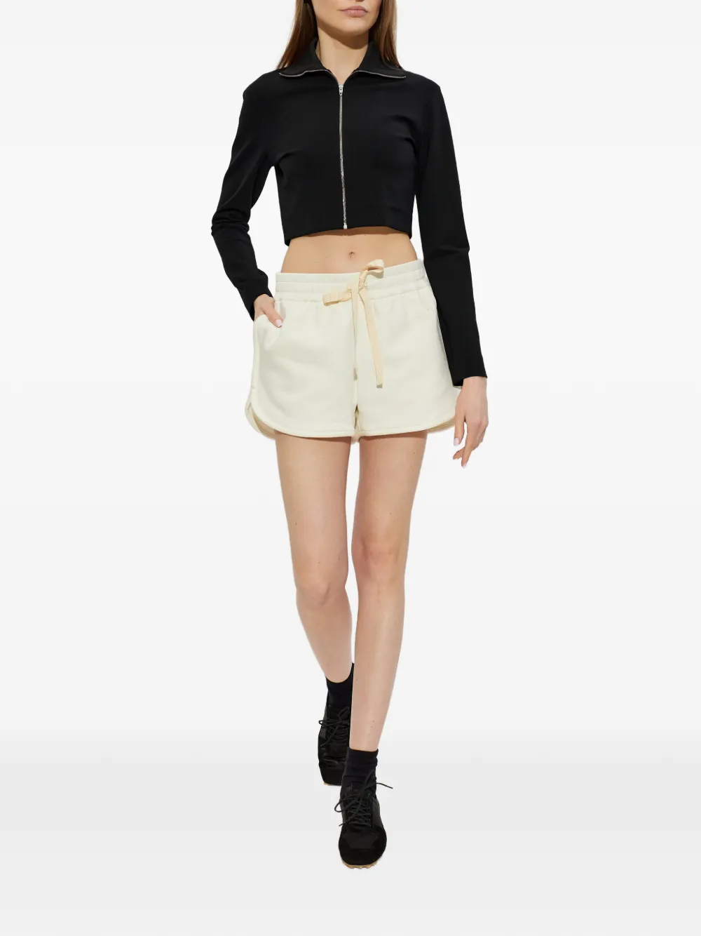  Jil Sander Drawstring Embroidered Shorts - Neutrals 