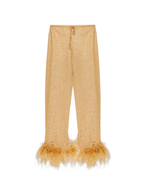 Oséree feather-trim trousers