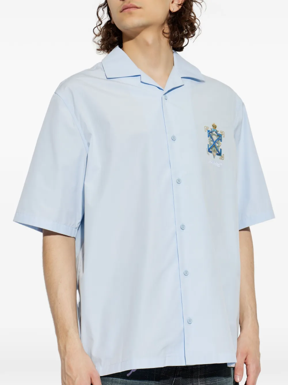  Off-white Camisa Con Apliques - Azul 