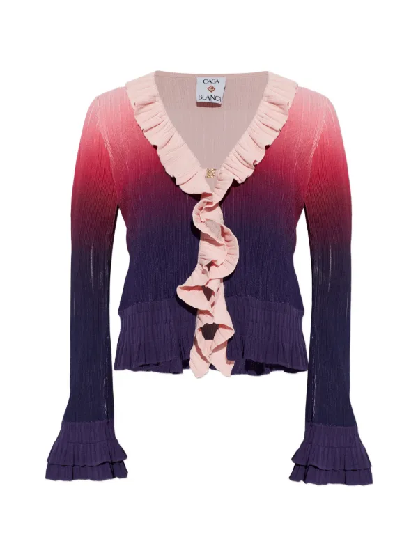 Casablanca Gradient Ruffle Long Sleeve Top in Pink