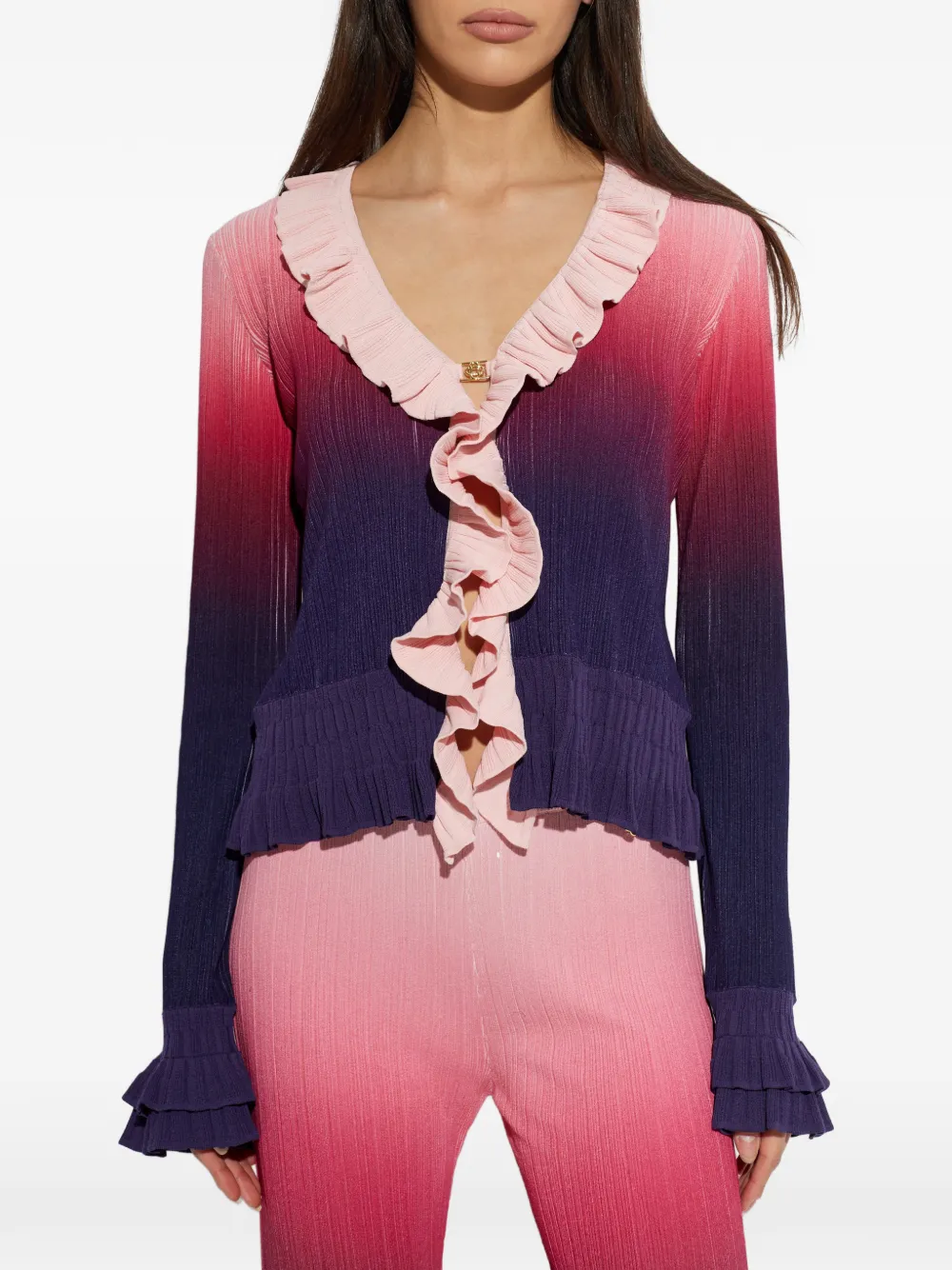 Casablanca Vest met kleurverloop en ruches Roze