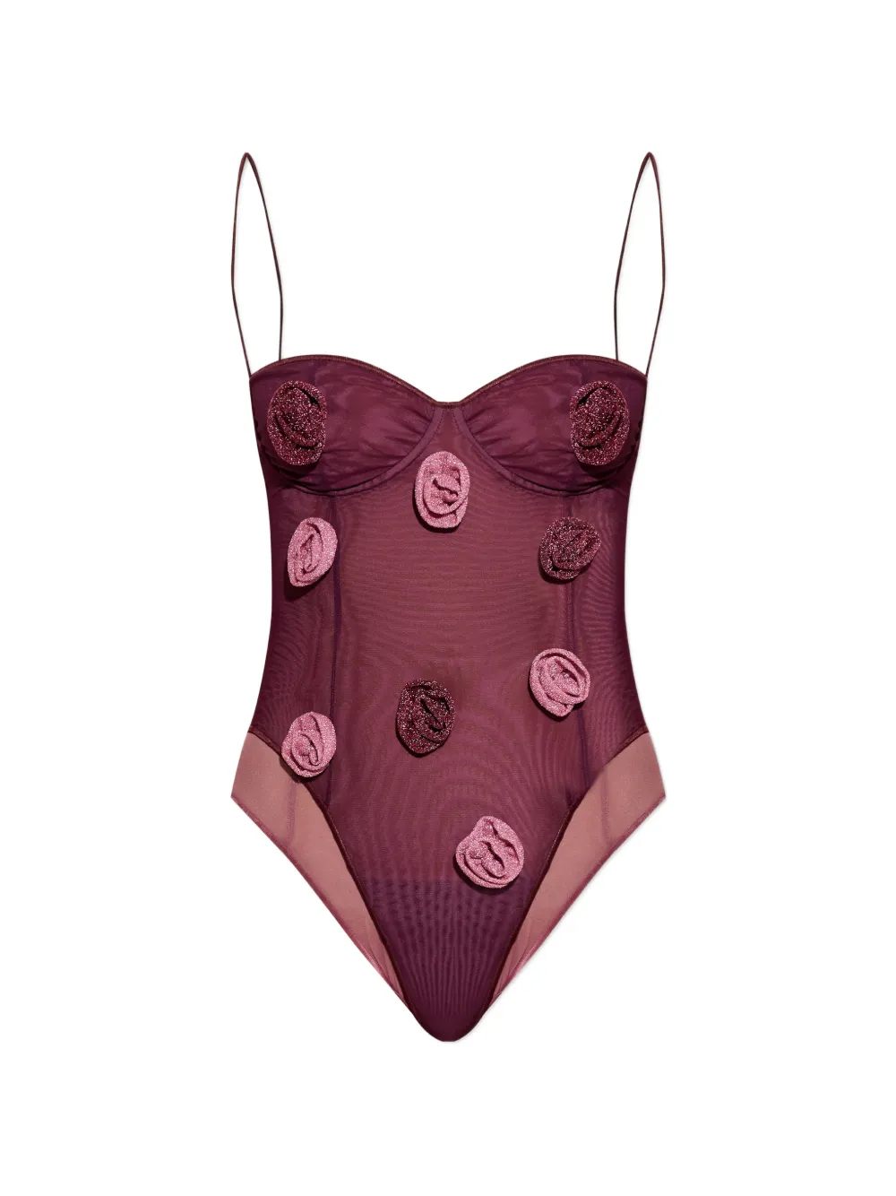 Oséree double-mesh floral-appliqué swimsuit - Viola