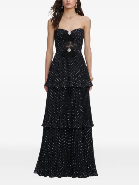 Self-Portrait polka-dot tiered dress