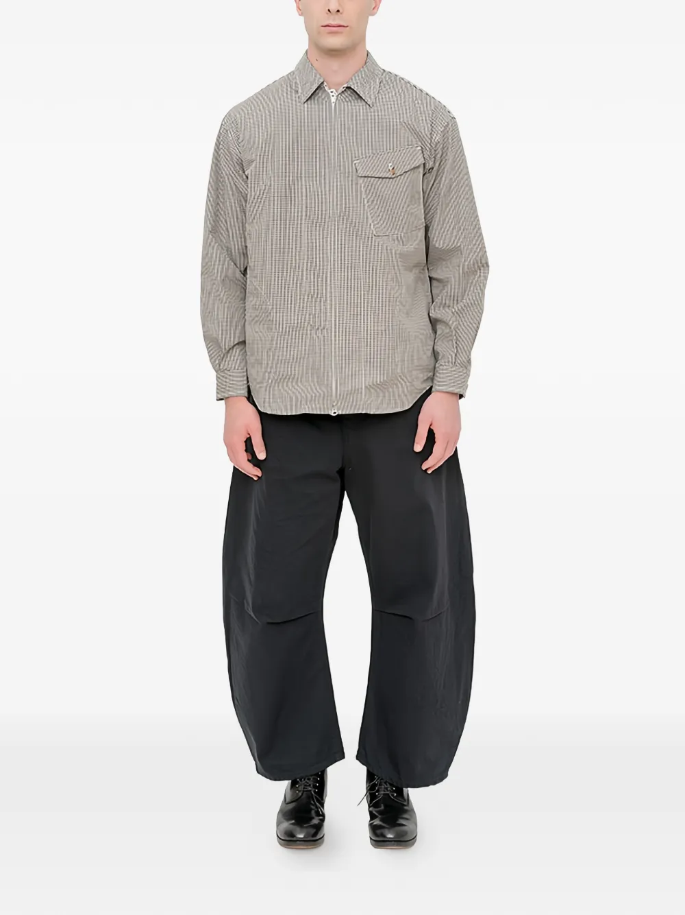 Comme des Garçons Homme zipped checked shirt Beige
