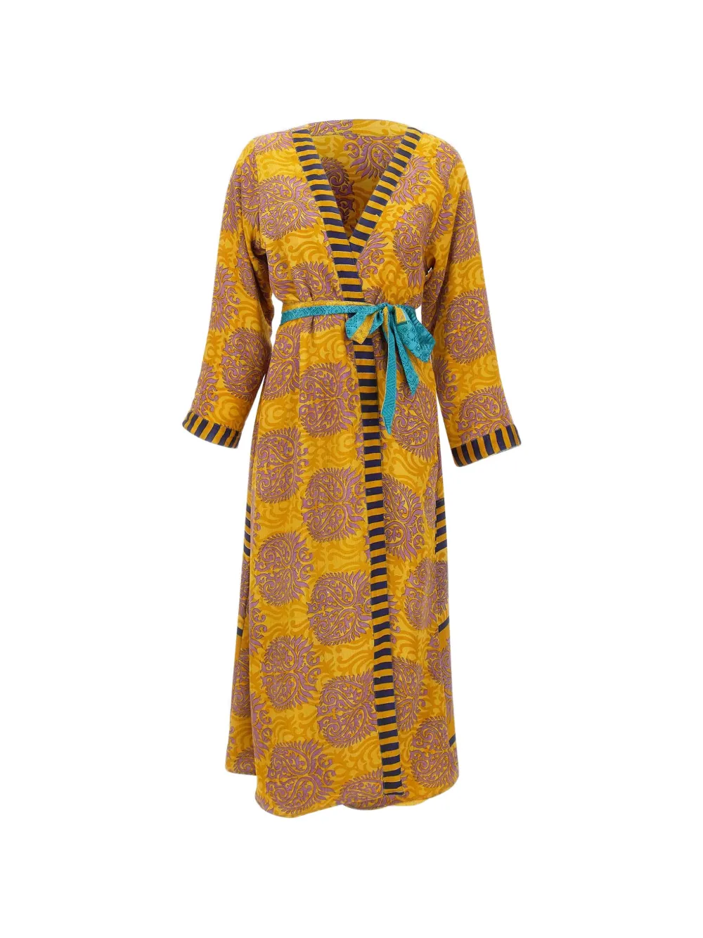 PICUS VIRIDIS paisley striped kimono - Giallo
