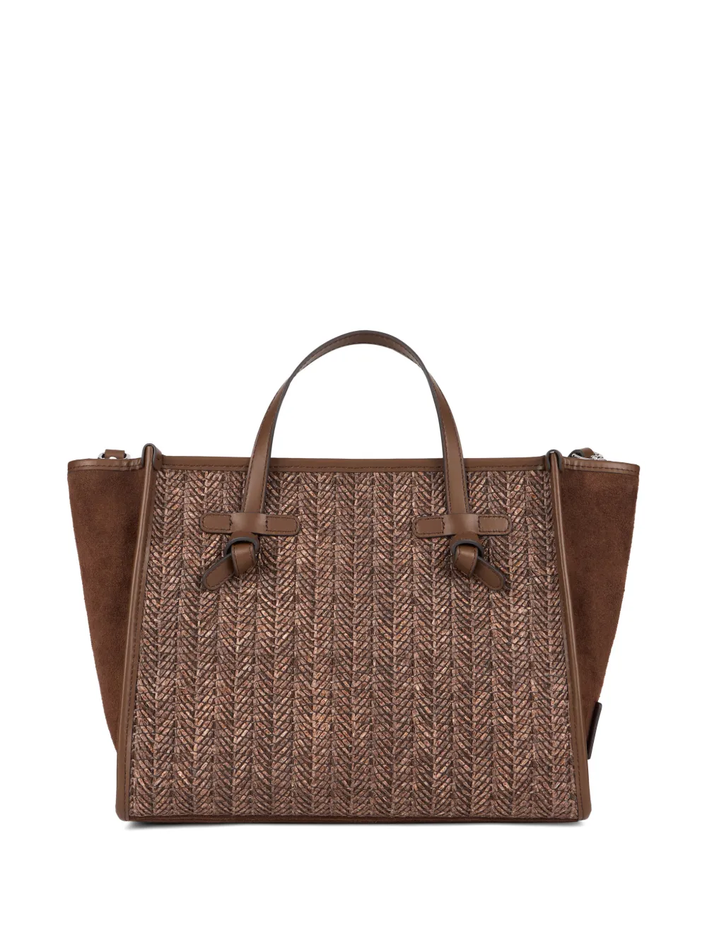 GIANNI CHIARINI Miss Marcella geweven shopper met suède vlak Bruin